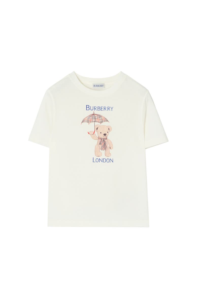 Burberry London Bear Cotton T-shirt, Main, color, Chalk White