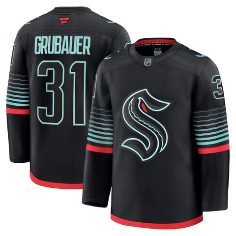 Men's Fanatics Philipp Grubauer Black Seattle Kraken Alternate Premium Player Jersey