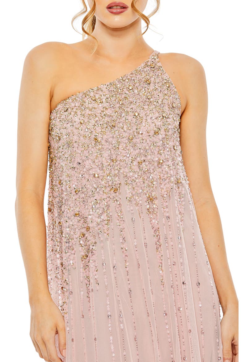 One Shoulder Embellished Trapeze A Line Gown, Alternate, color, PORCELAIN GOLD