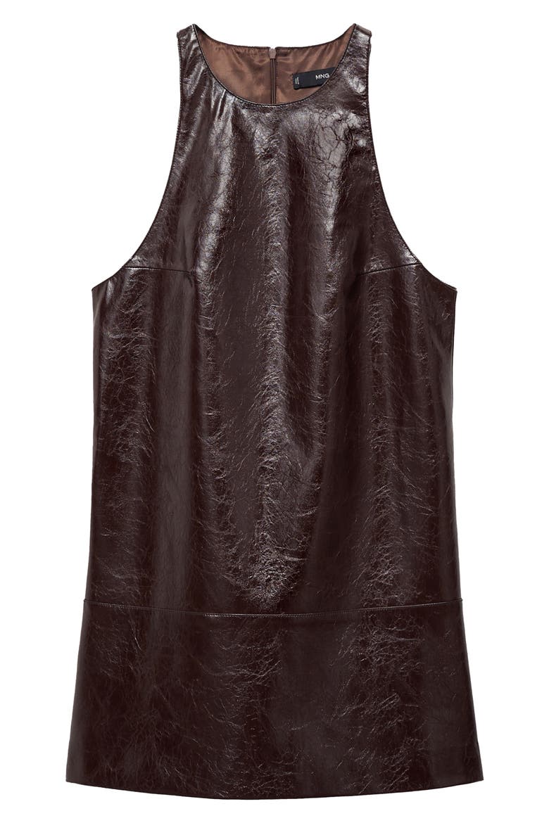 Sleeveless Faux Leather Shift Minidress, Alternate, color, WINE