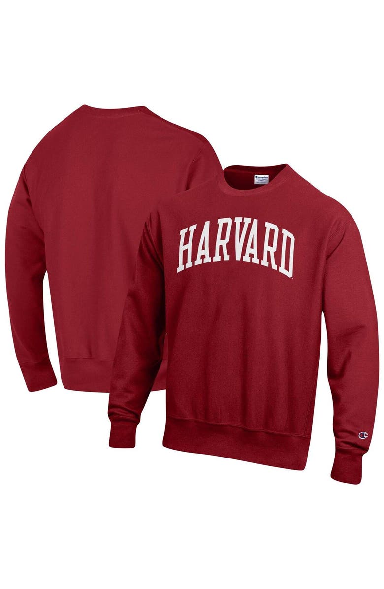 Champion Men's Champion Crimson Harvard Crimson Arch Reverse Weave Pullover Sweatshirt, Main, color,