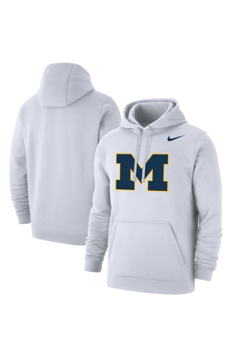 Nike Men's Nike White Michigan Wolverines Logo Club Pullover Hoodie, Main, color, 