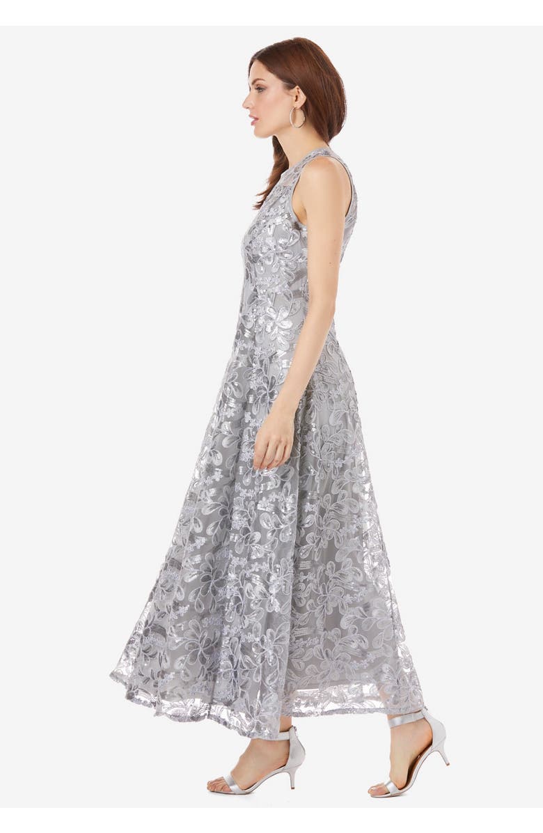 Roaman's Plus-Size Allover Lace Embellished Shawl Gown, Alternate, color, Black