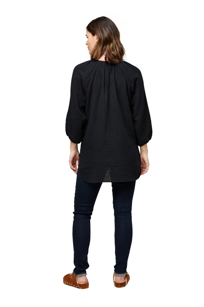 Ava Cotton Maternity Tunic Top, Alternate, color, BLACK
