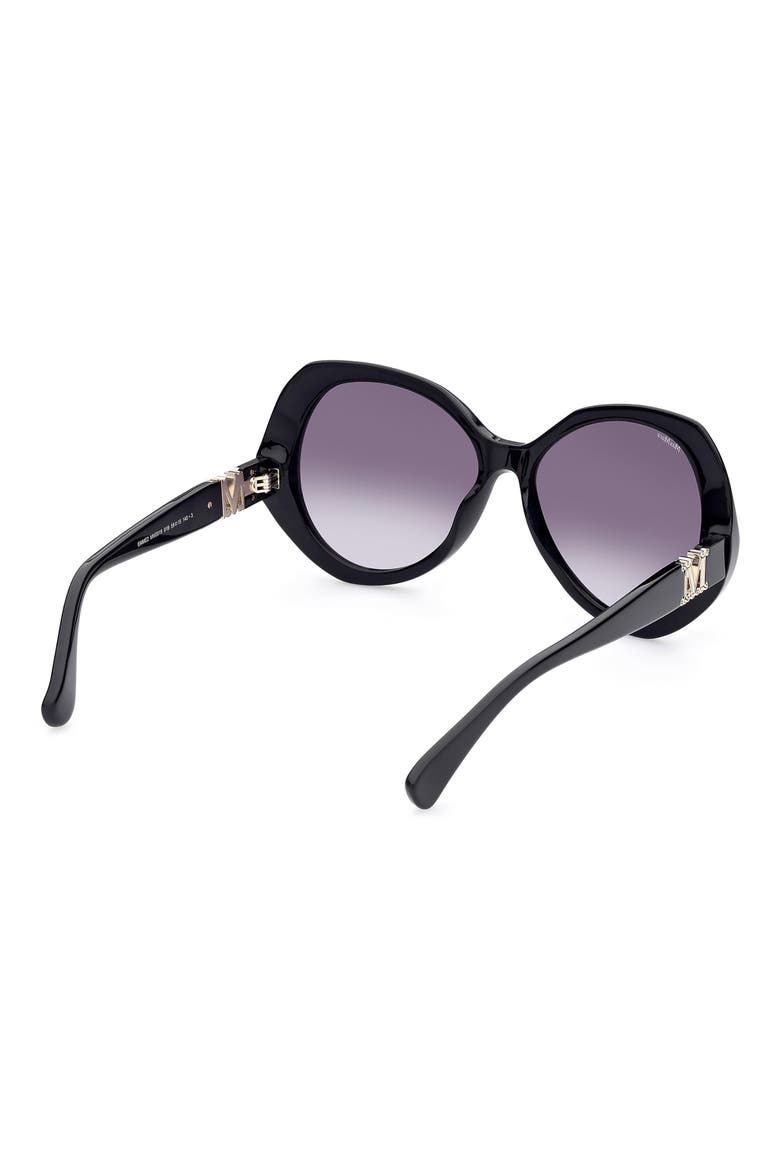59mm Gradient Geometric Sunglasses, Alternate, color, SHINY BLACK / GRADIENT SMOKE