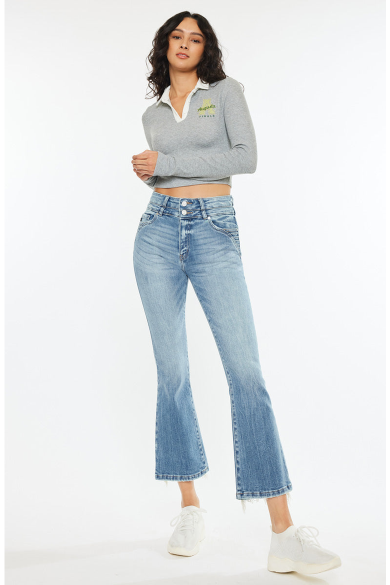 Belle High Rise Crop Bootcut Jeans, Alternate, color, Medium Wash