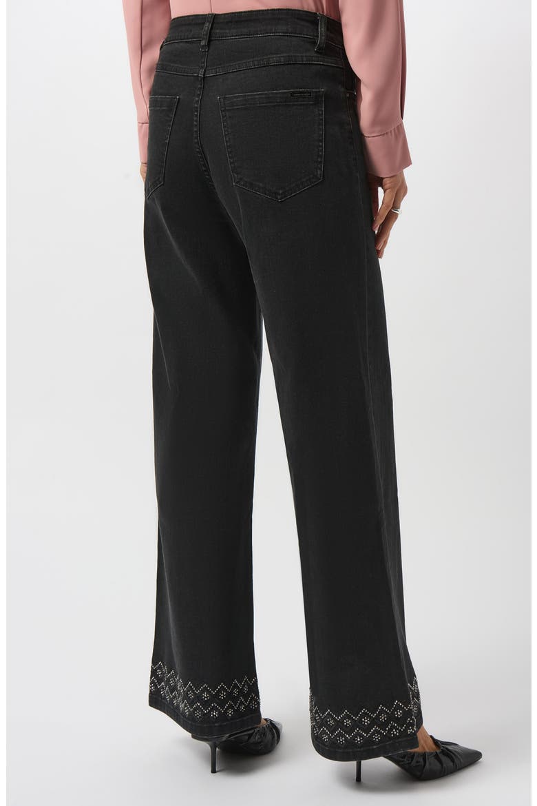 Studded Hem High Waist Wide Leg Jeans, Alternate, color, CHARCOAL GREY