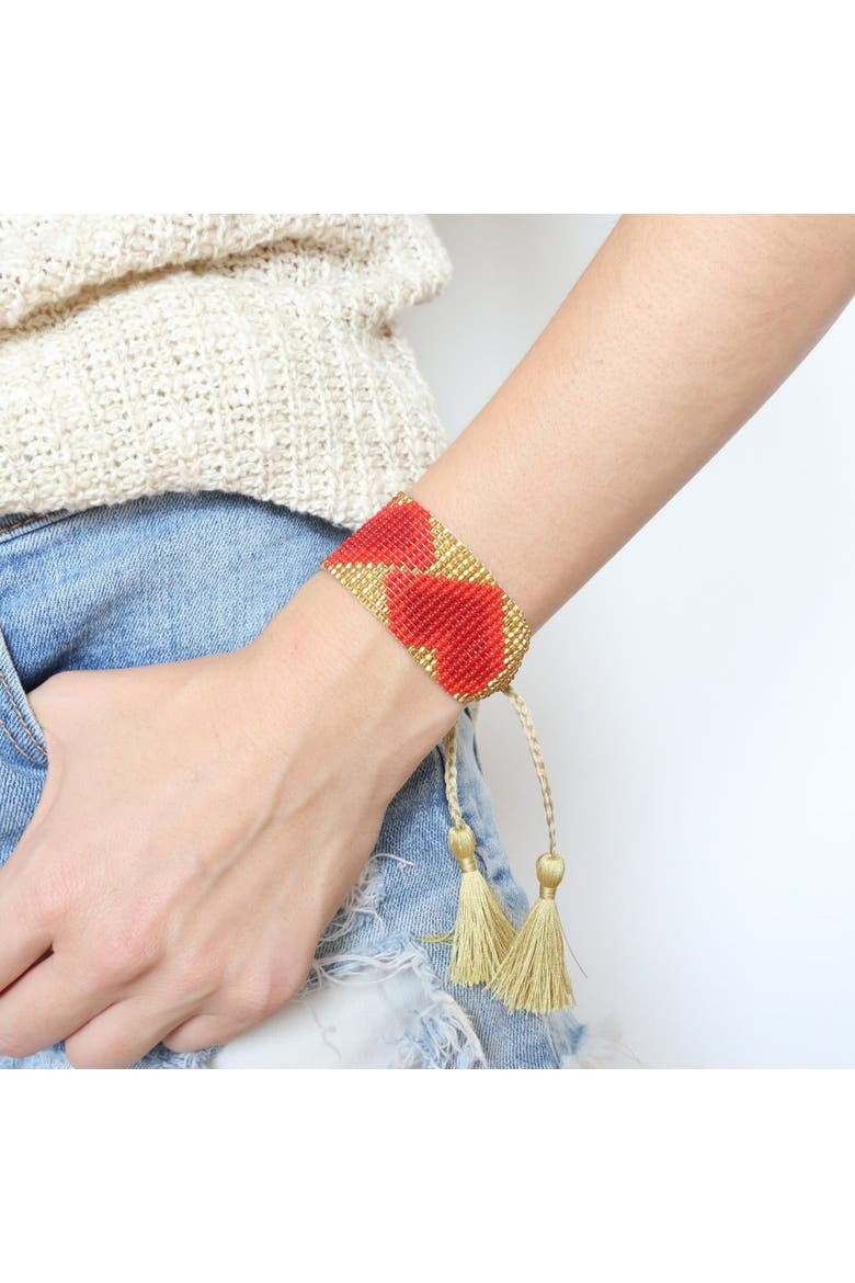 Tassel Bracelet, Alternate, color, Red