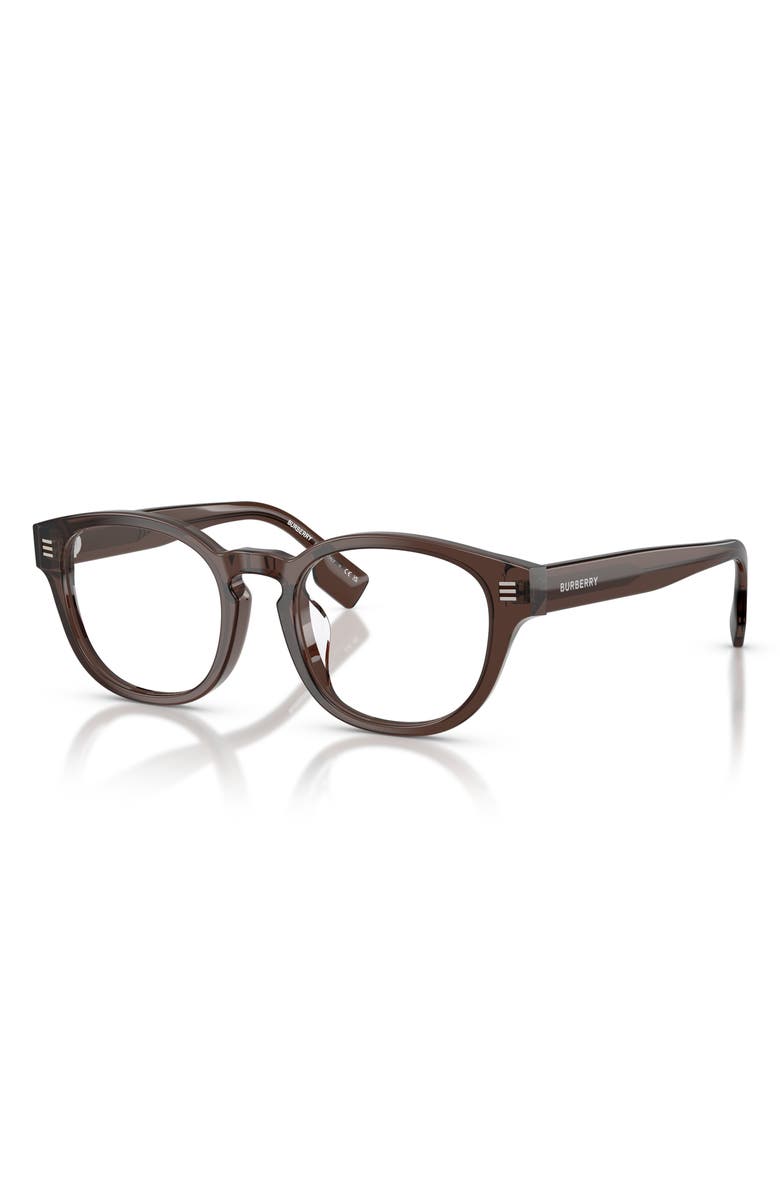 Burberry 49mm Round Optical Glasses, Alternate, color, Brown / Demo Lens