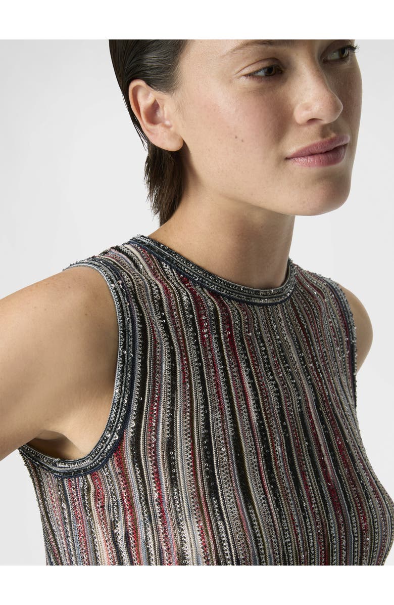Missoni Ribbed Mixed Viscose Sleeveless Top With Sequins, Alternate, color, Silver