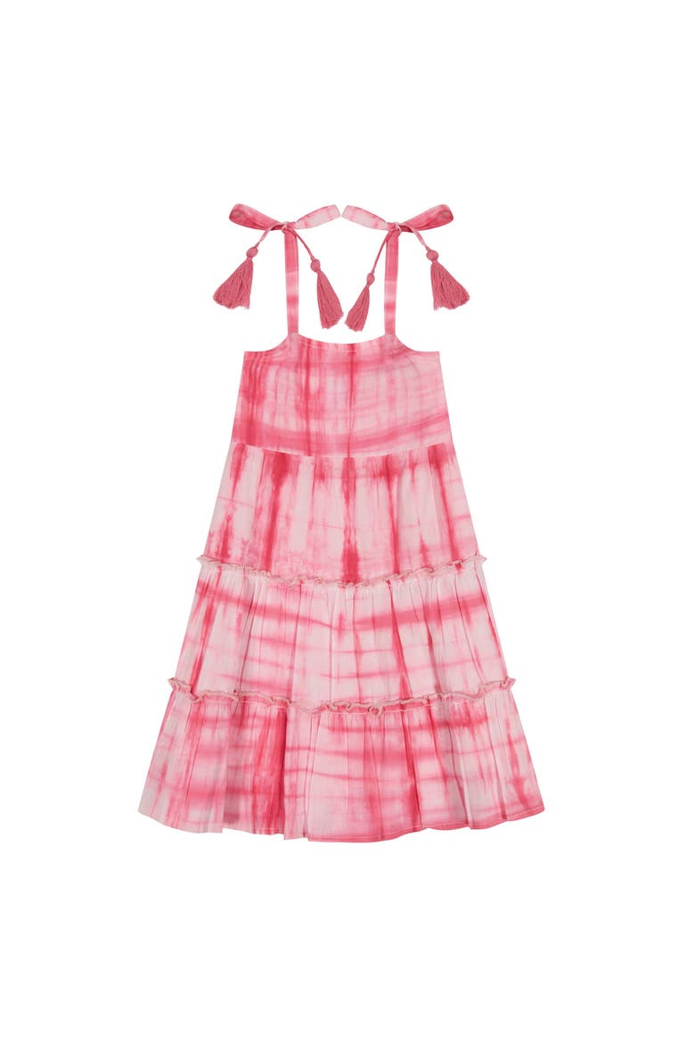 Bella Girl's Shoulder Tie Sundress Hibiscus Shibori, Main, color, Pink