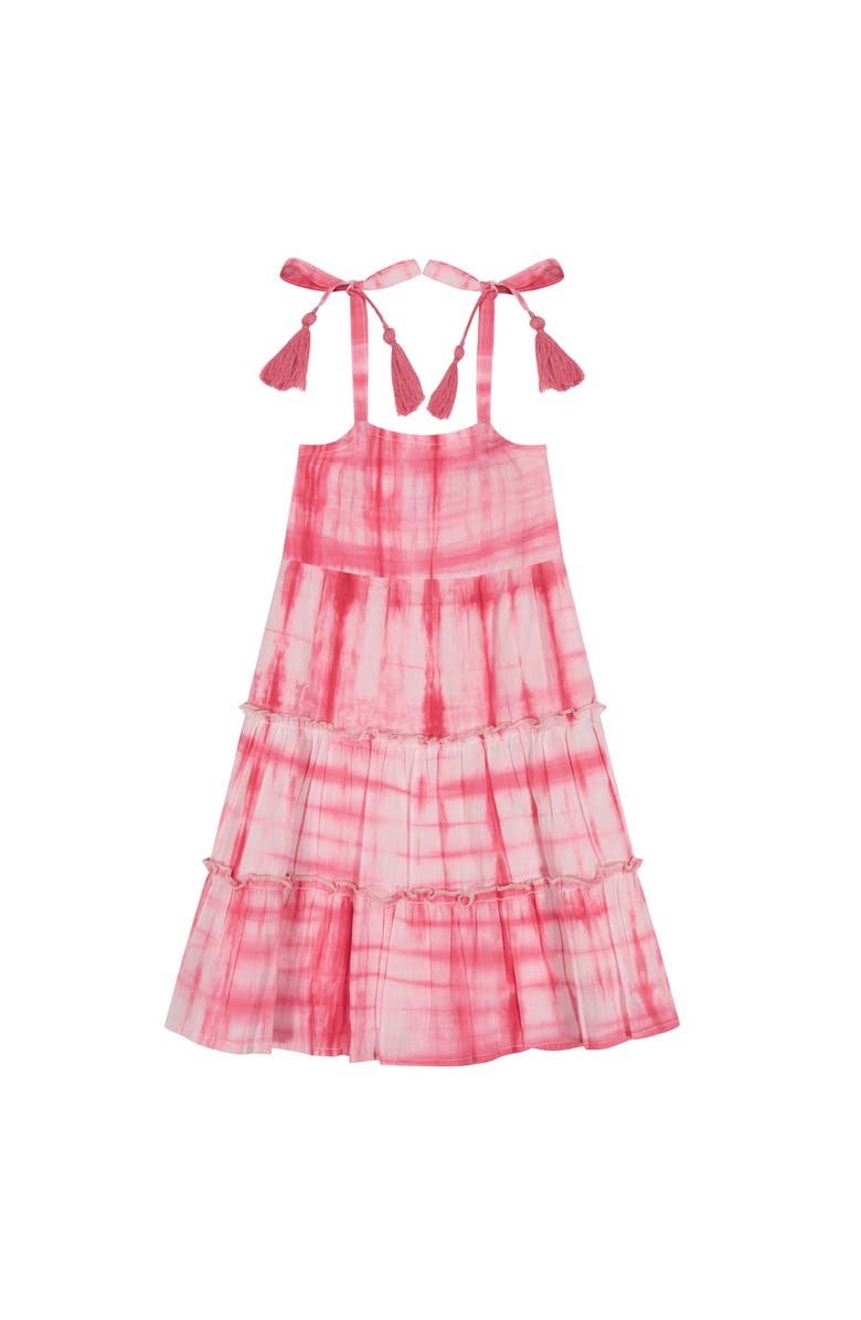 Mer St. Barth Bella Girl's Shoulder Tie Sundress Hibiscus Shibori, Main, color, Pink