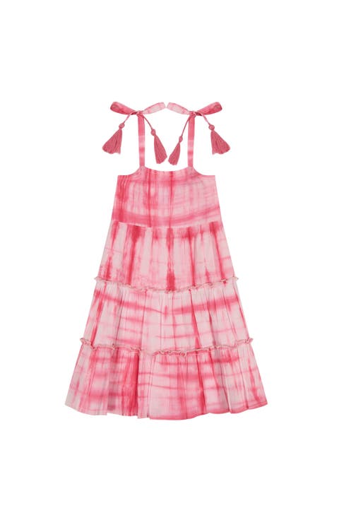Bella Girl's Shoulder Tie Sundress Hibiscus Shibori