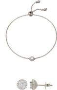 Adornia Halo Stud Earrings & Slider Bracelet Set