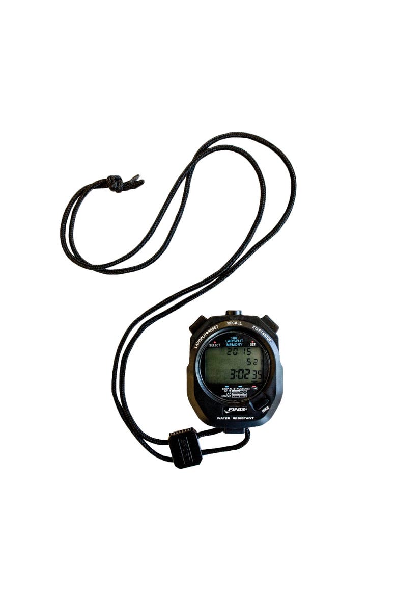 FINIS Waterproof Stopwatch for Swim Training 100 Split Memory Stroke Rate Mode Easy Read Display, Main, color, Black