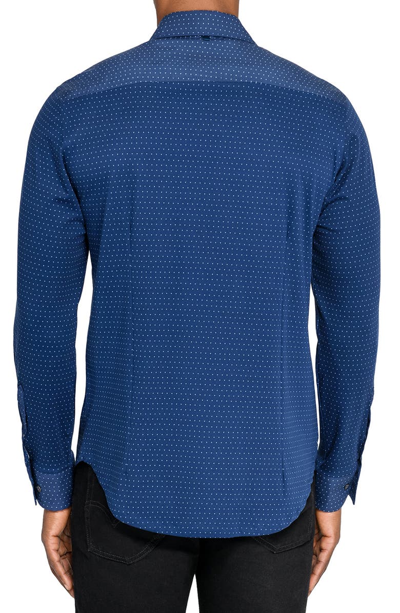 W.R.K Reworked Slim Fit Micro Geo Print Cotton Button-Up Shirt, Alternate, color, Navy