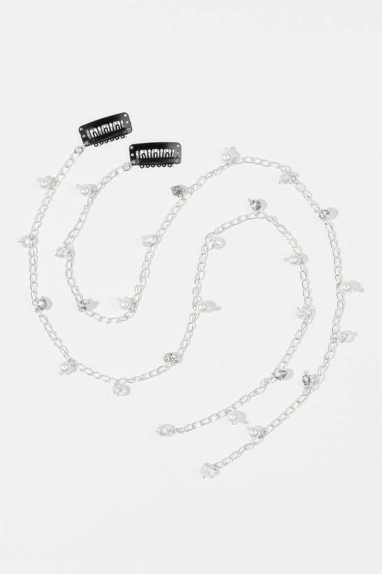 Midnight Pearl Hair Chain, Alternate, color, Silver