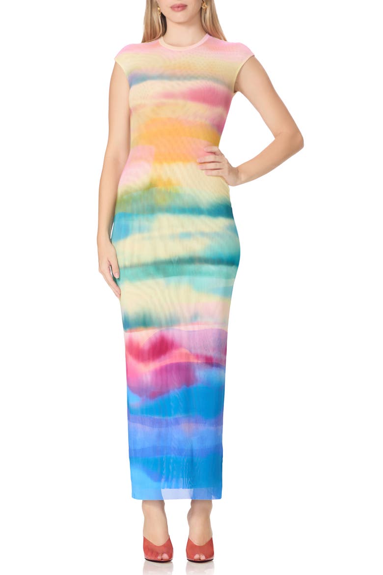 Mylo Print Mesh Maxi Dress, Main, color, SUMMER SUNSET