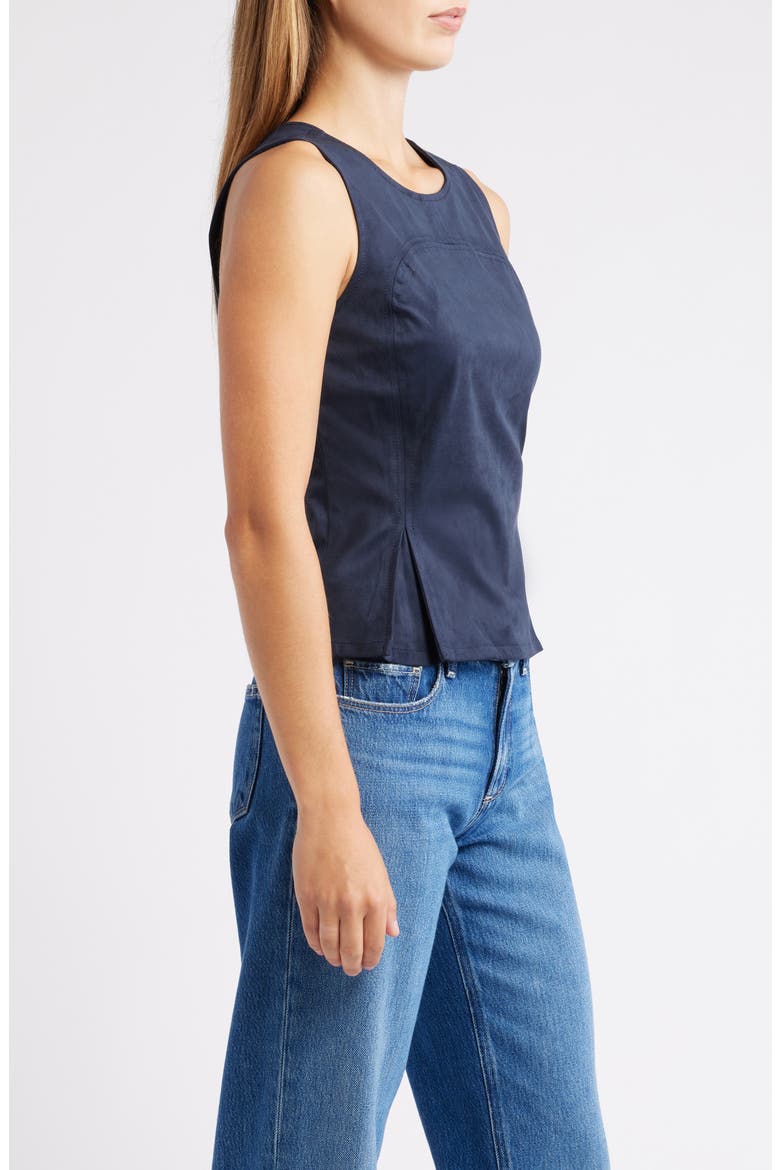 Pleated Hourglass Sleeveless Faux Suede Top, Alternate, color, MIDNIGHT