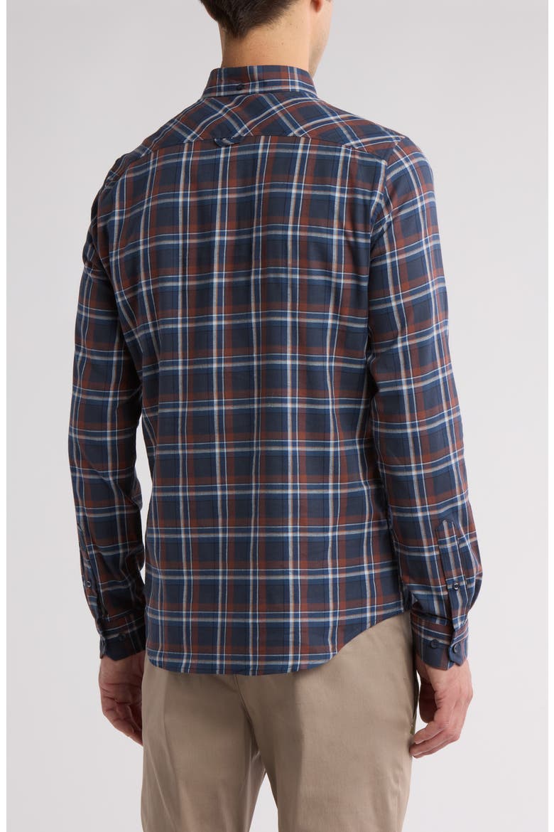 Winter Madras Check Stretch Cotton Button-Down Shirt, Alternate, color, MIDNIGHT