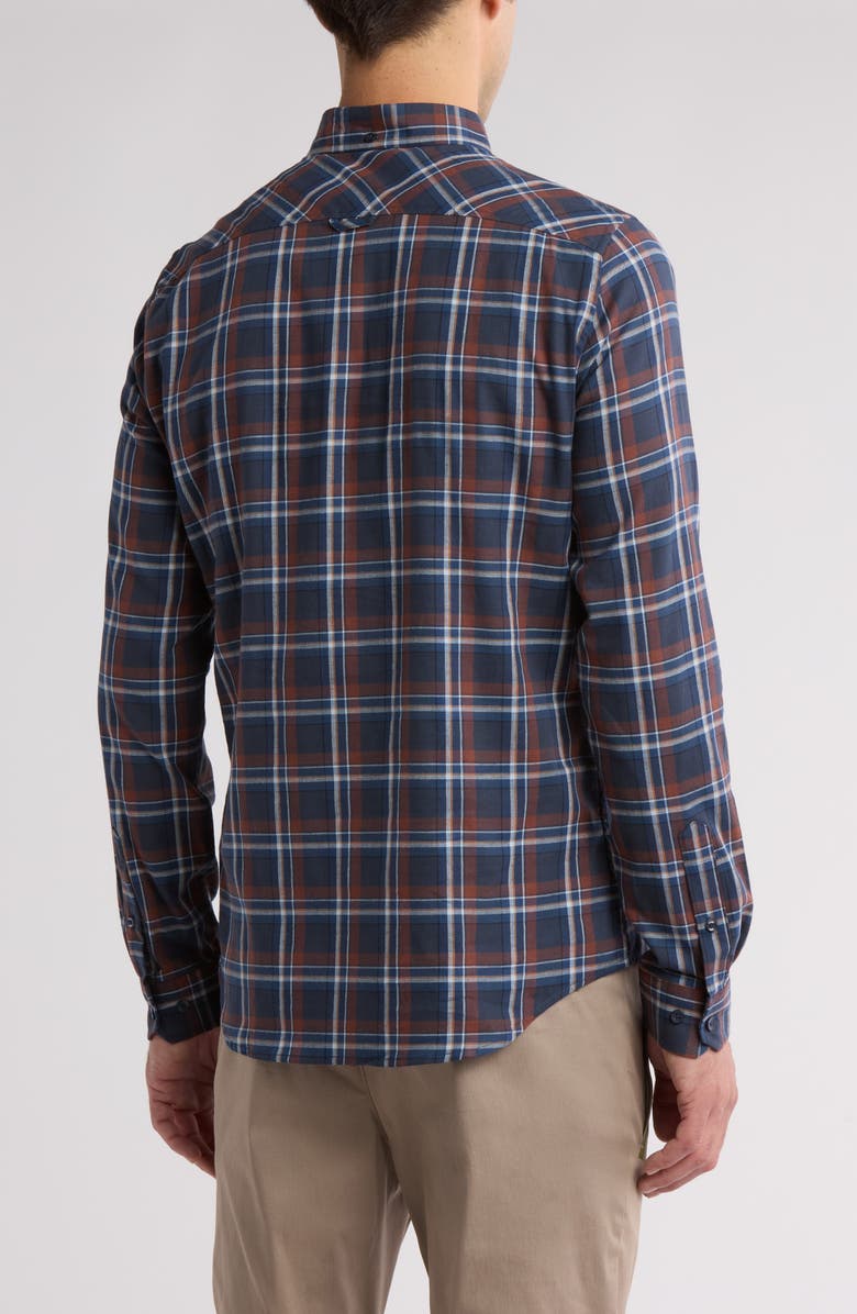 Ben Sherman Winter Madras Check Stretch Cotton Button-Down Shirt, Alternate, color, Midnight
