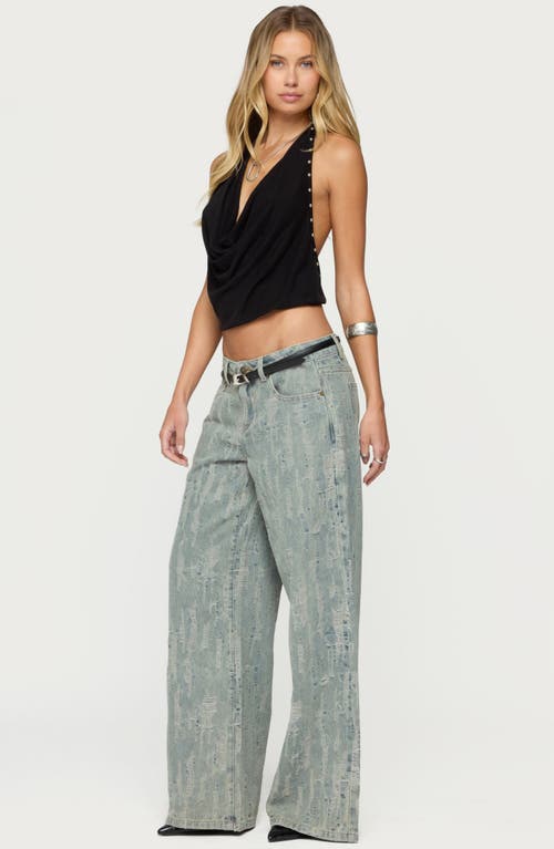 Edikted Blaze Distressed Low Rise Light Rinse Wash Jeans