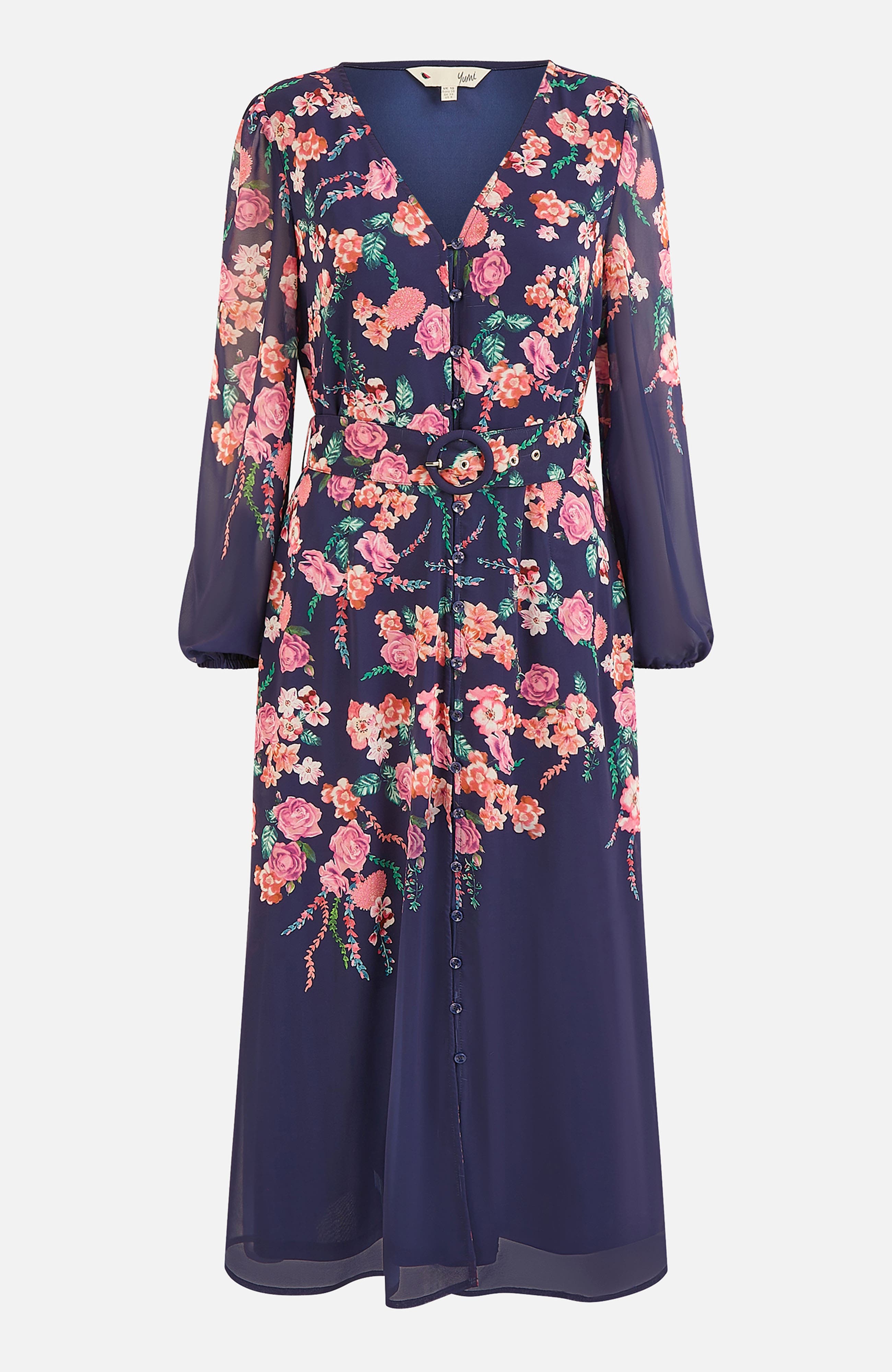 Belted Floral Midi Dress - image 2