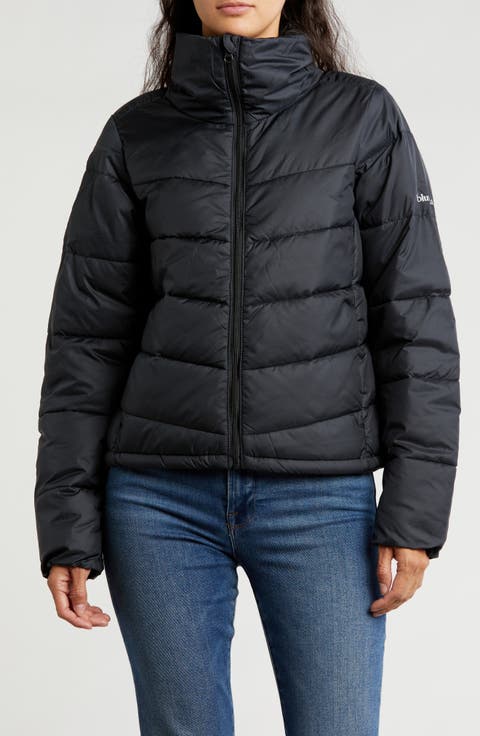 Shimmer Ridge Cropped Water Repellent Channel Quilted Puffer Jacket