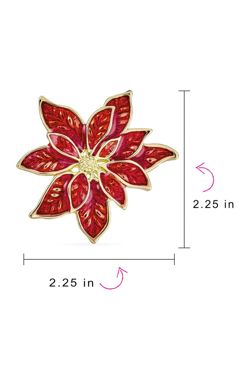 BLING JEWELRY Large Enamel Pointsettia Clip-On Earrings, Alternate, color, Gold