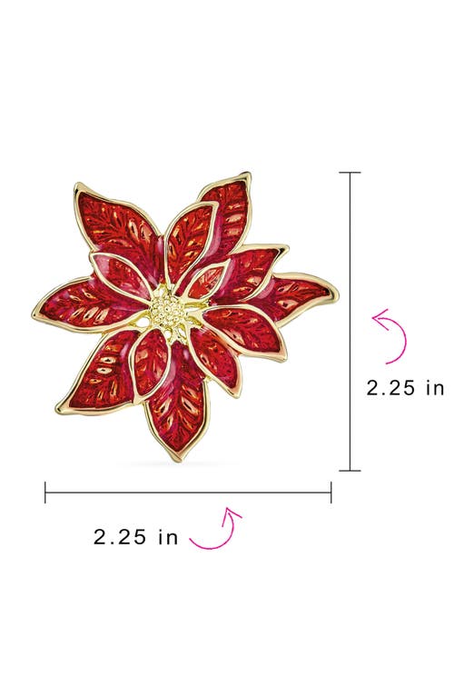 Bling Jewelry Large Enamel Pointsettia Clip-on Earrings In Red