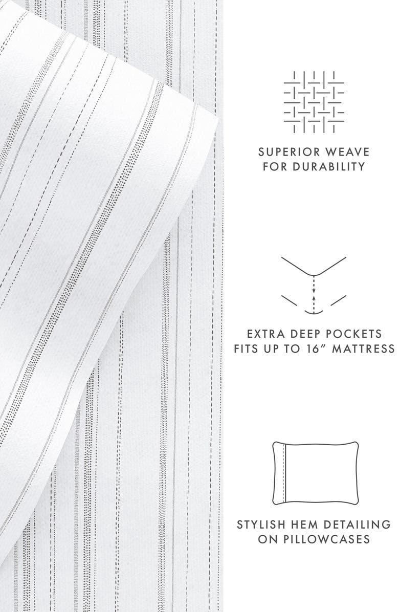 HOMESPUN Premium Weathered Stripe 4-Piece Flannel Bed Sheet Set, Alternate, color, Gray