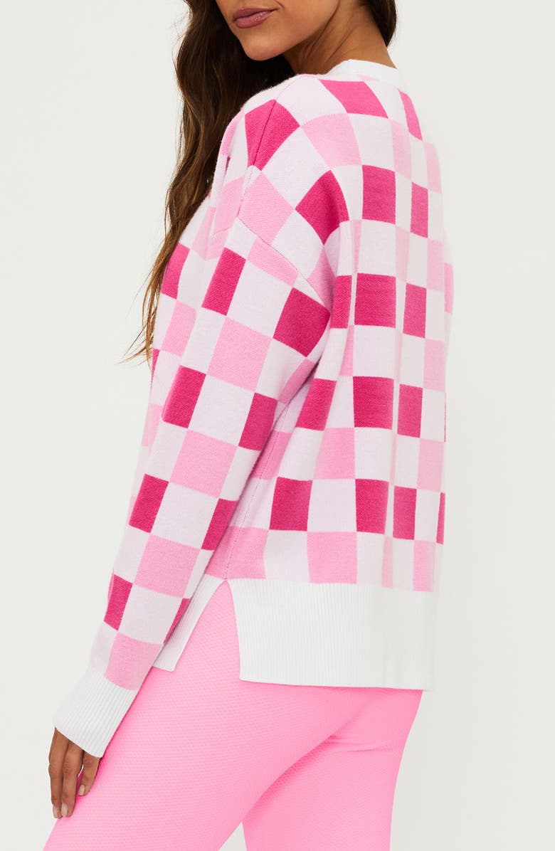 Beach Riot Callie Checkered Sweater, Alternate, color, Peony Petal Checker
