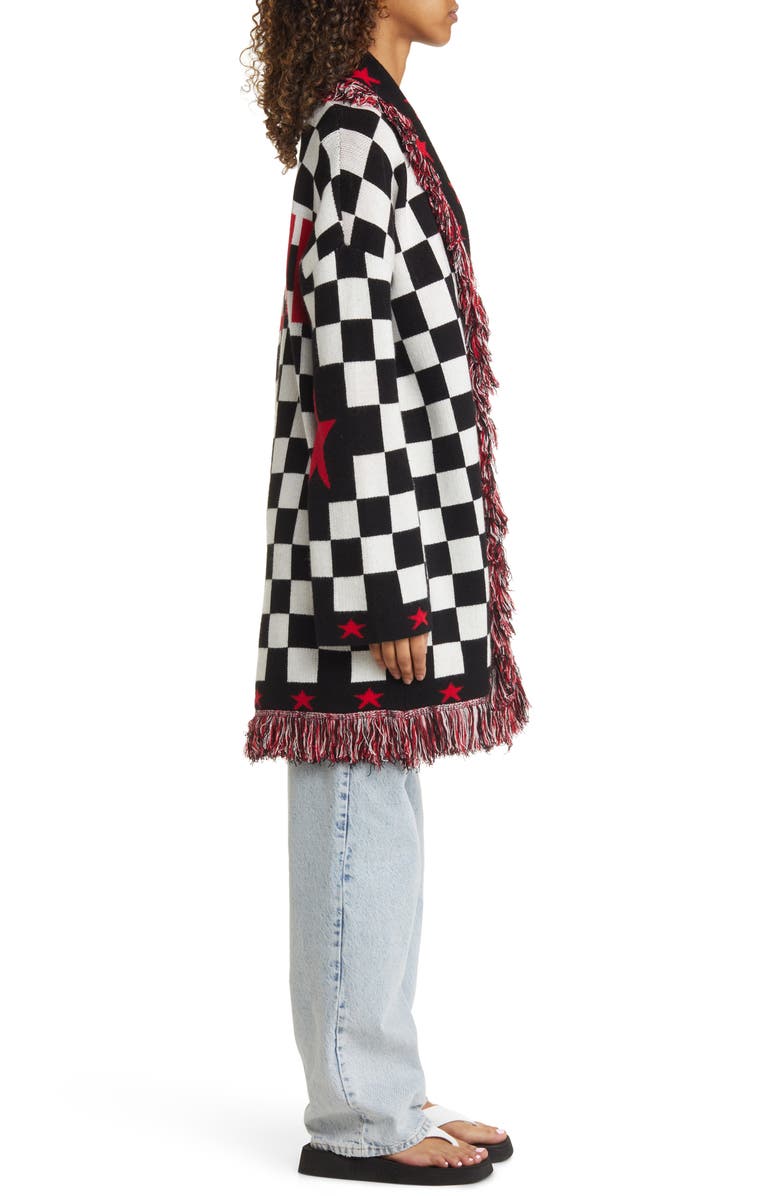 Dressed in Lala Legend Luxe Fringe Checkered Cardigan, Alternate, color,