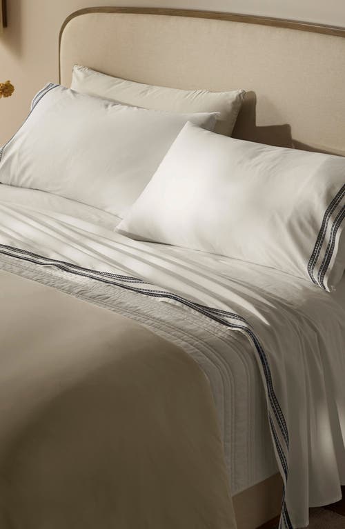 Boll & Branch Signature Ladder Stitch Organic Cotton Sheet Set In White/mineral