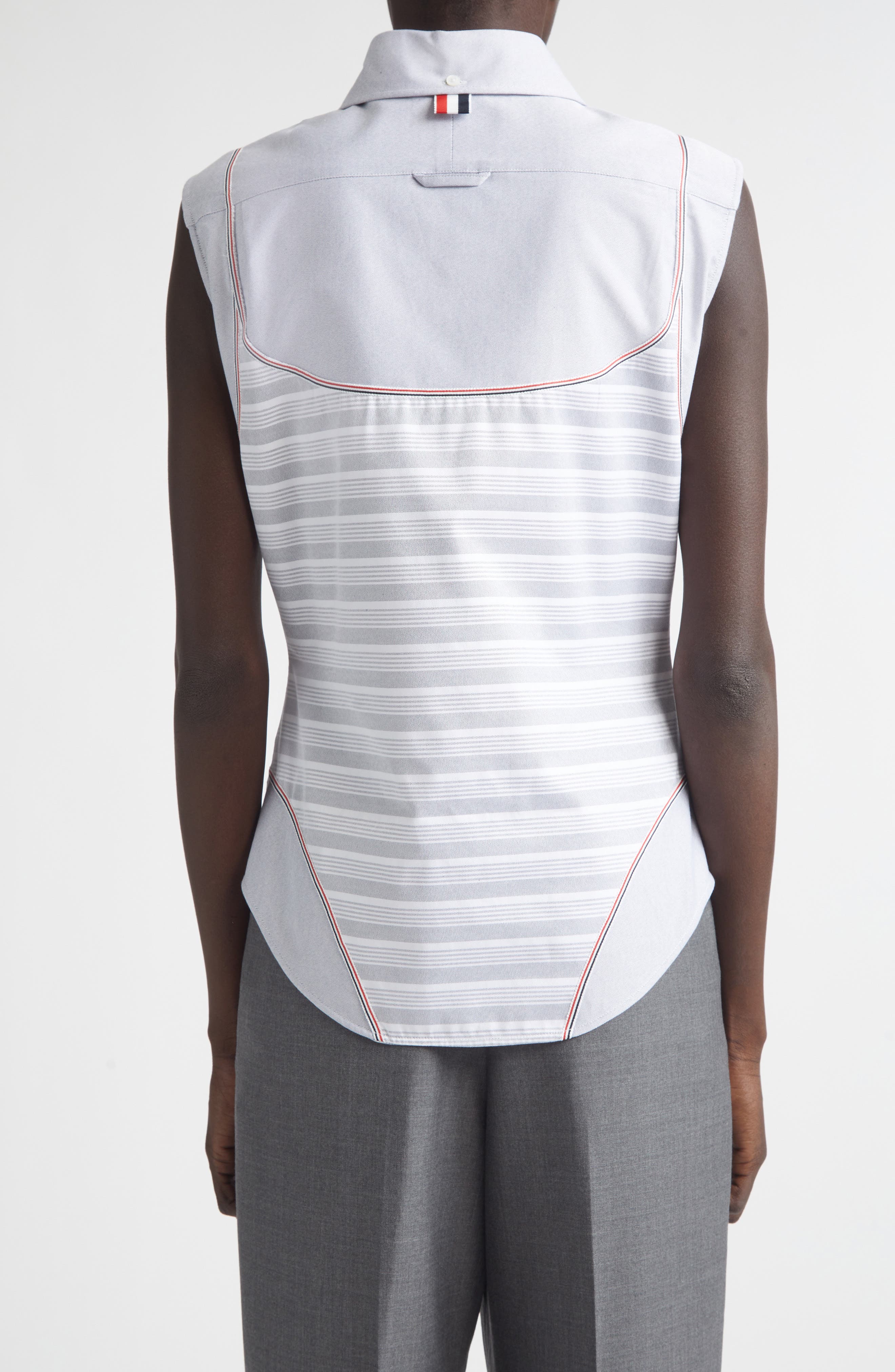 Bodysuit Effect Sleeveless Oxford Shirt - image 2