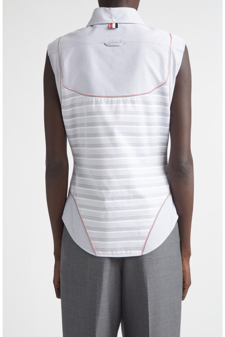Bodysuit Effect Sleeveless Oxford Shirt, Alternate, color, NAVY
