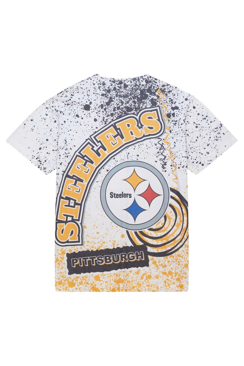 Men's Mitchell & Ness White Pittsburgh Steelers Team Burst Sublimated T-Shirt, Alternate, color, White