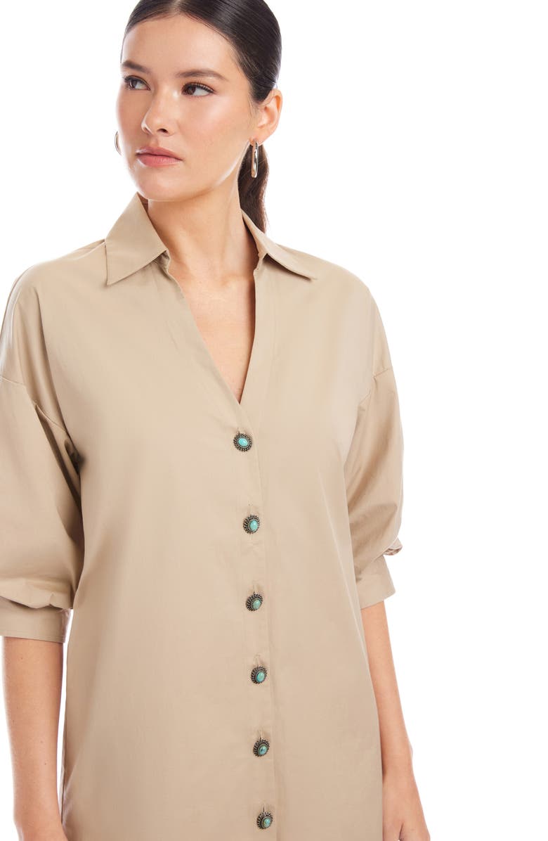 FIFTEEN TWENTY Phoebe Lantern Sleeve Shirtdress, Alternate, color, Stone