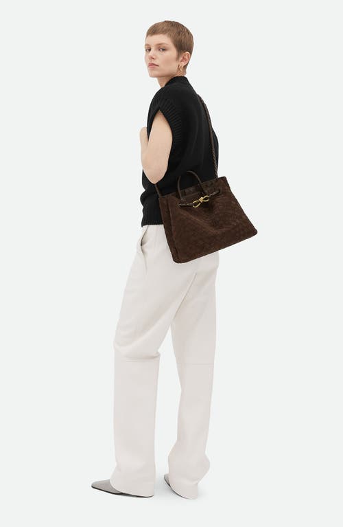 Bottega Veneta Medium Andiamo Intrecciato Suede Shoulder Bag In Pink
