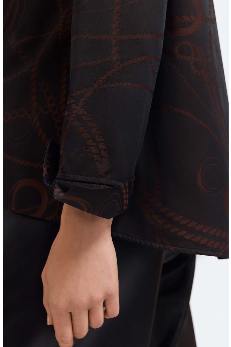 Agnes Print Popover Shirt, Alternate, color, COFFEE BROWN/ BLACK