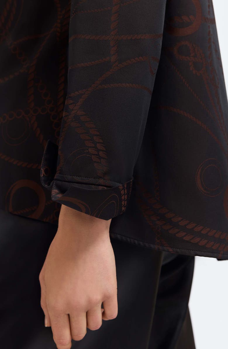 Foxcroft Agnes Print Popover Shirt, Alternate, color, Coffee Brown/ Black