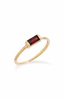 Lab Created Green Quartz Baguette Solitaire Ring