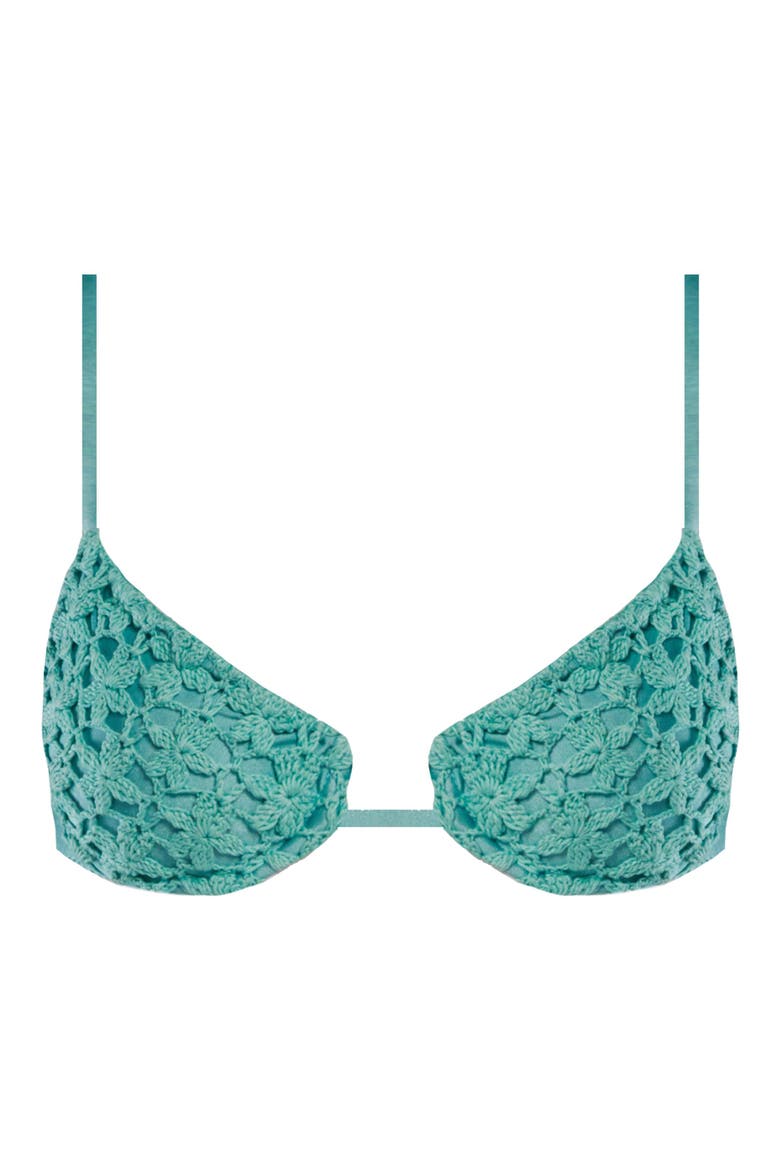 Savanah Floral Crochet Bikini Top, Alternate, color, BLUE