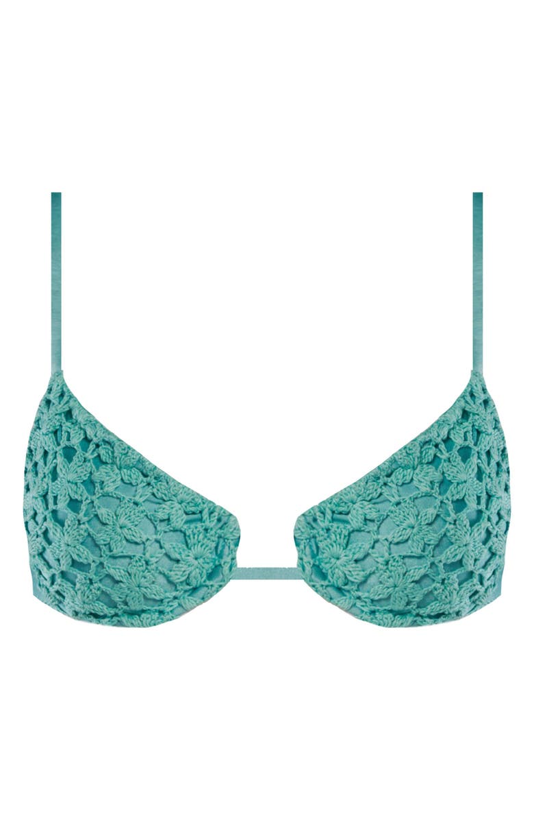 Capittana Savanah Floral Crochet Bikini Top, Alternate, color, Blue