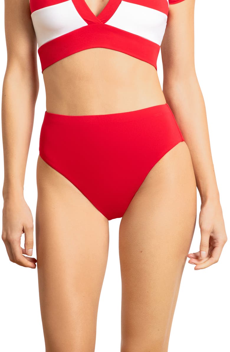 Robin Piccone Ava High Waist Bikini Bottoms, Main, color, Peony