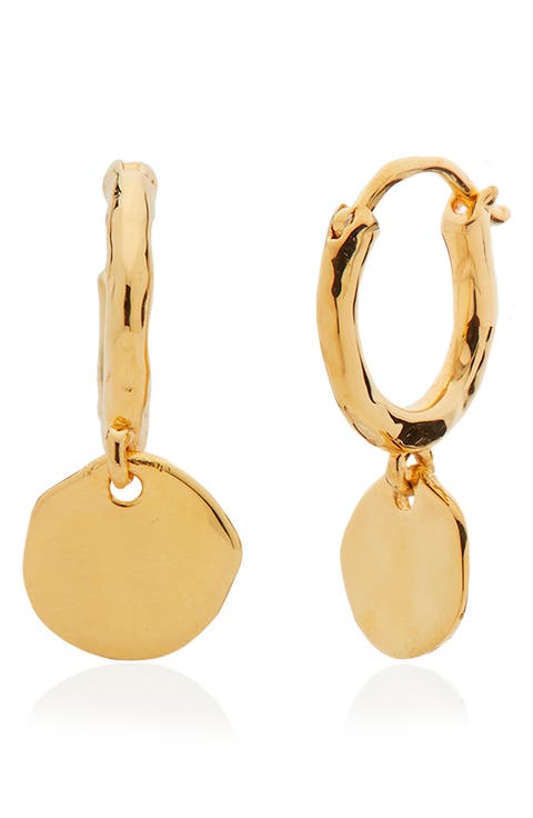 Siren Muse Mini Coin Drop Huggie Hoop Earrings