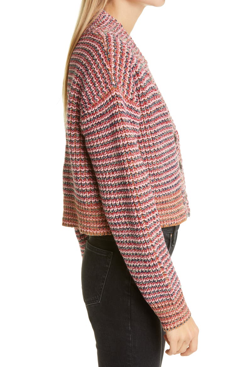 Montana Cropped Cotton Blend Cardigan, Alternate, color, FIELD STRIPE