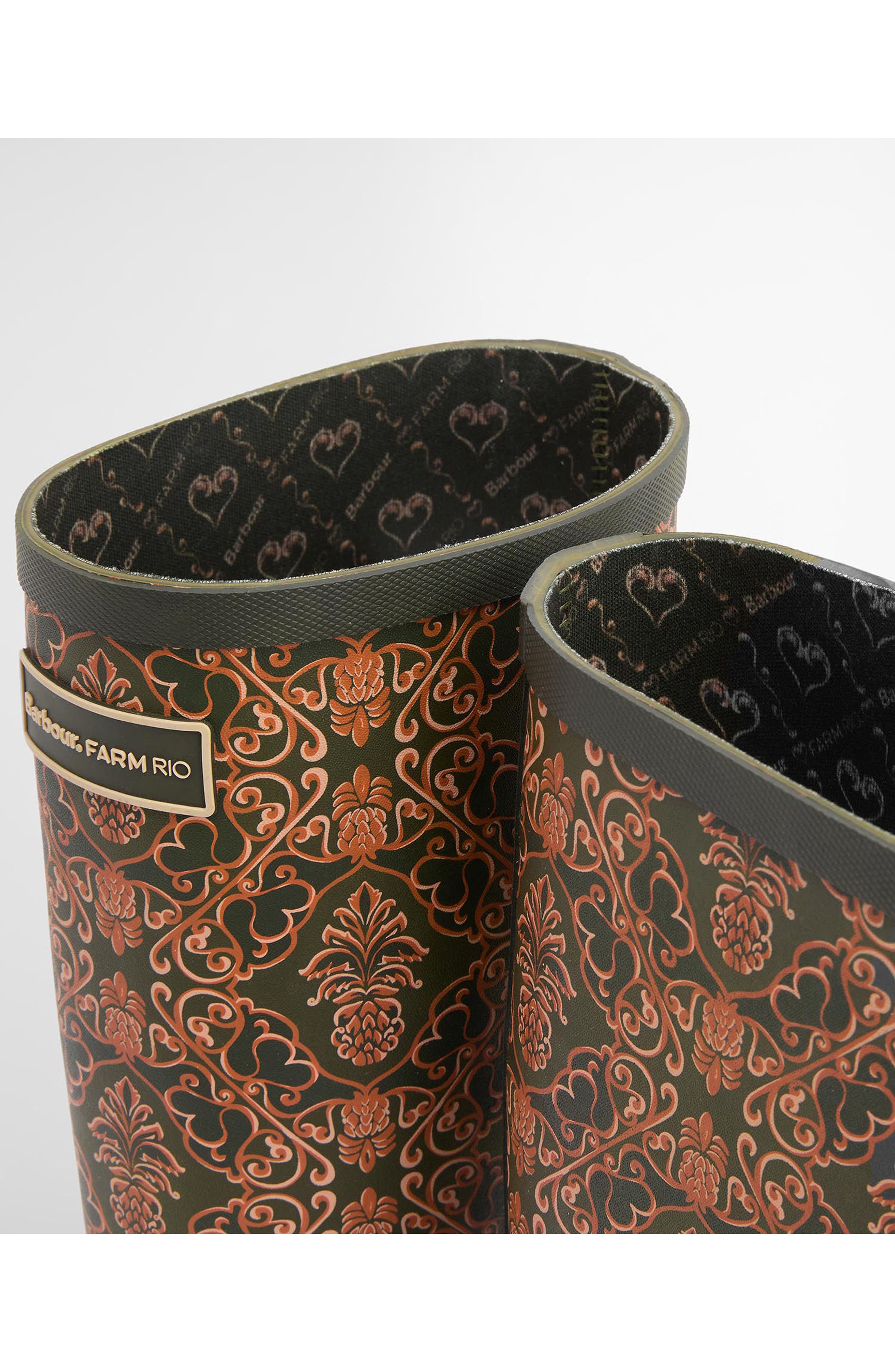 Barbour Pineapple Print Cami Wellington Boot, Alternate, color, Pineapple Print