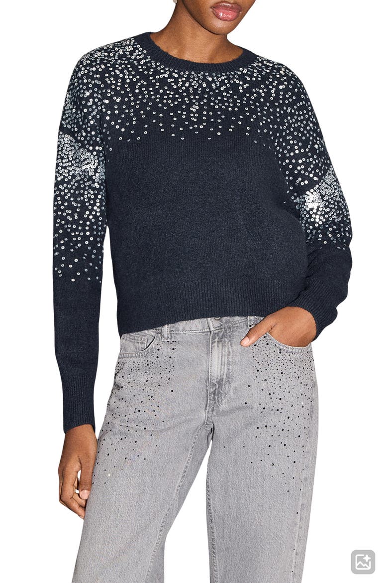 Sequin Embellished Sweater, Main, color, NAVY