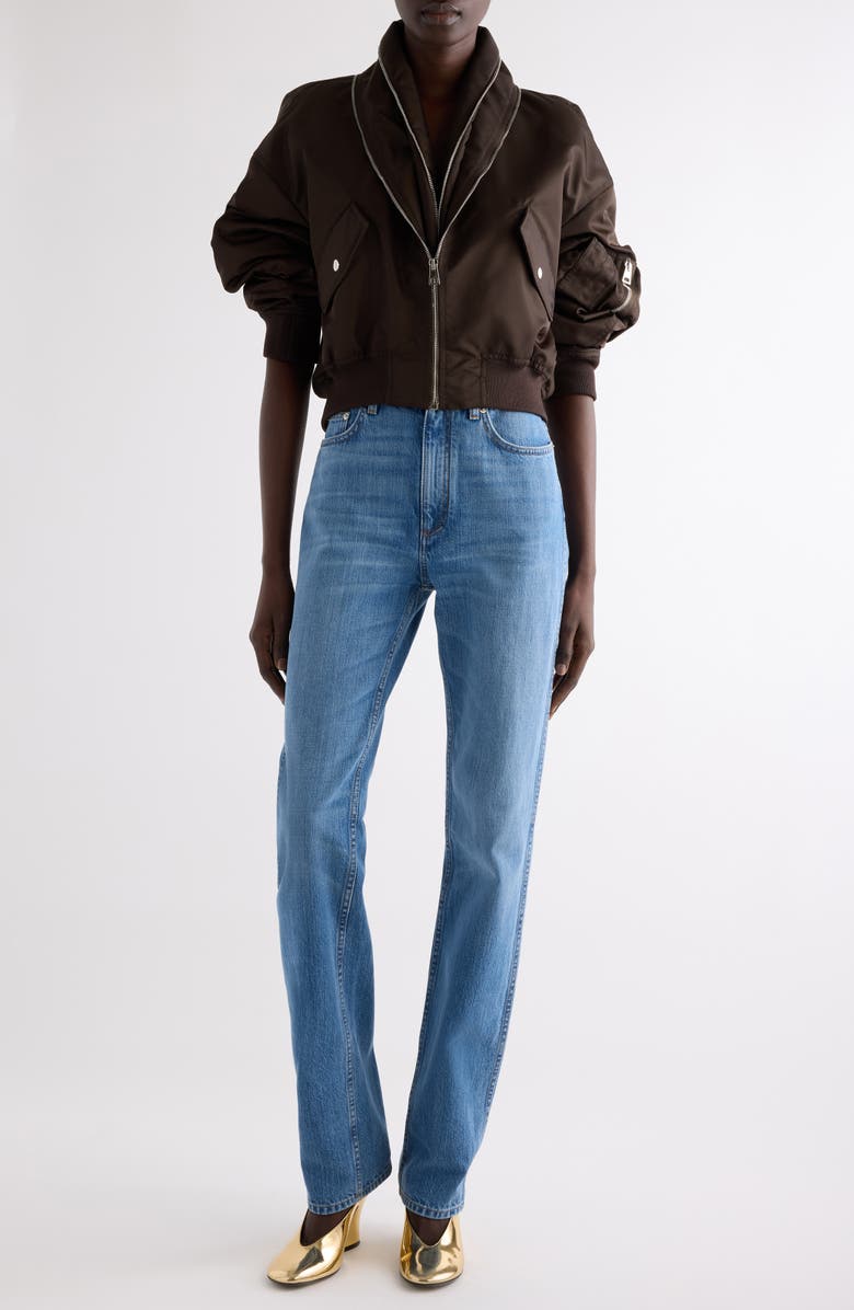 Givenchy Zip Shawl Collar Bomber Jacket, Main, color, Brown